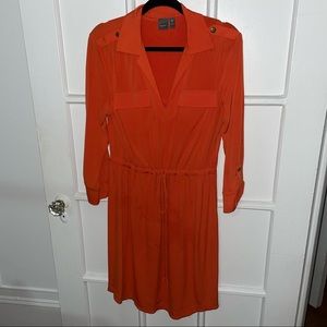 Muse Bright Orange Drawstring Longsleeve Dress